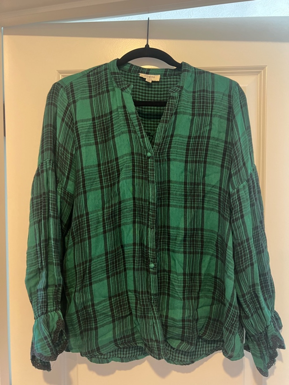 Umgee Green & Black Plaid Shirt